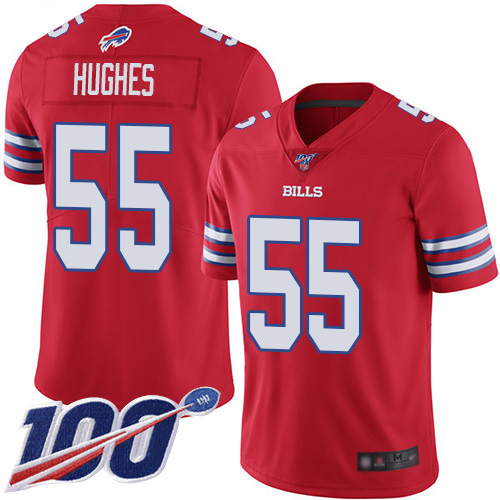 Men Buffalo Bills 55 Jerry Hughes Limited Red Rush Vapor Untouchable 100th Season NFL Jersey